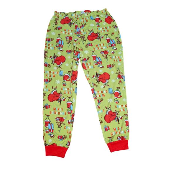 Dr Seuss The Grinch Holiday Pajama Set Green Red Womens Large - Picture 8 of 9